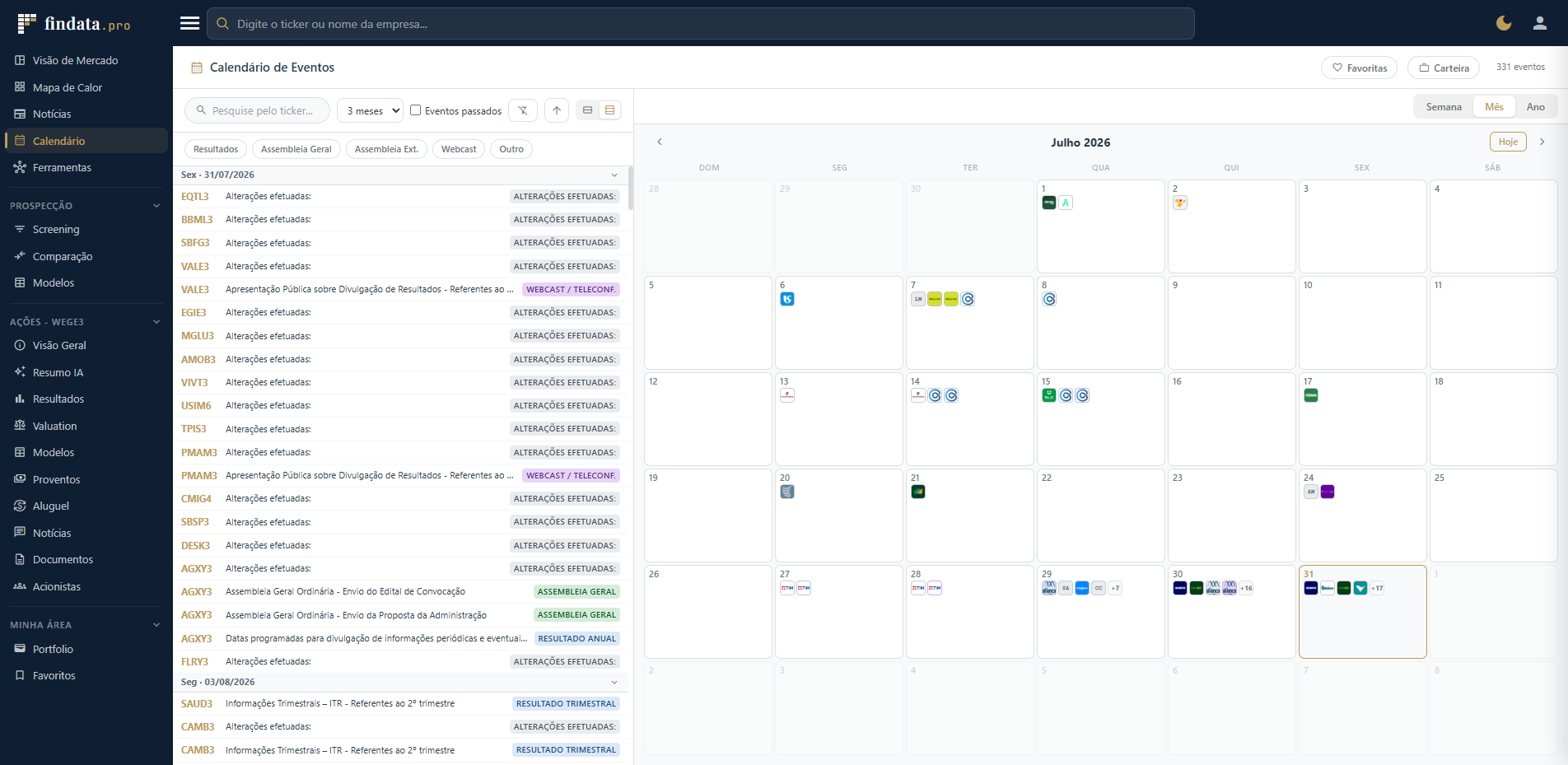 Calendário de Eventos Corporativos